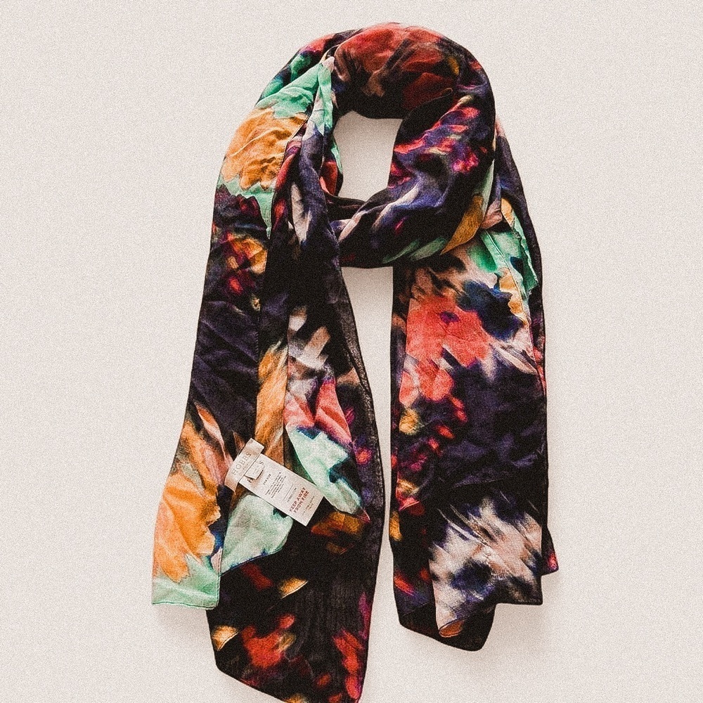 Hobbs London one size 100% modal soft multi color tie dye abstract scarf